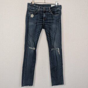 Rag & Bone Dre Relaxed Skinny Boyfriend Torn Knee Tear Jean in Mabel